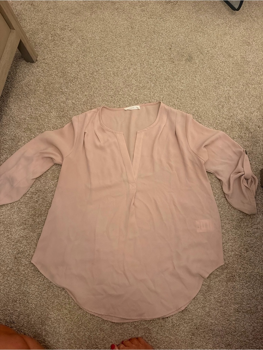 Lush Blush Pink Split V-Neck Tunic